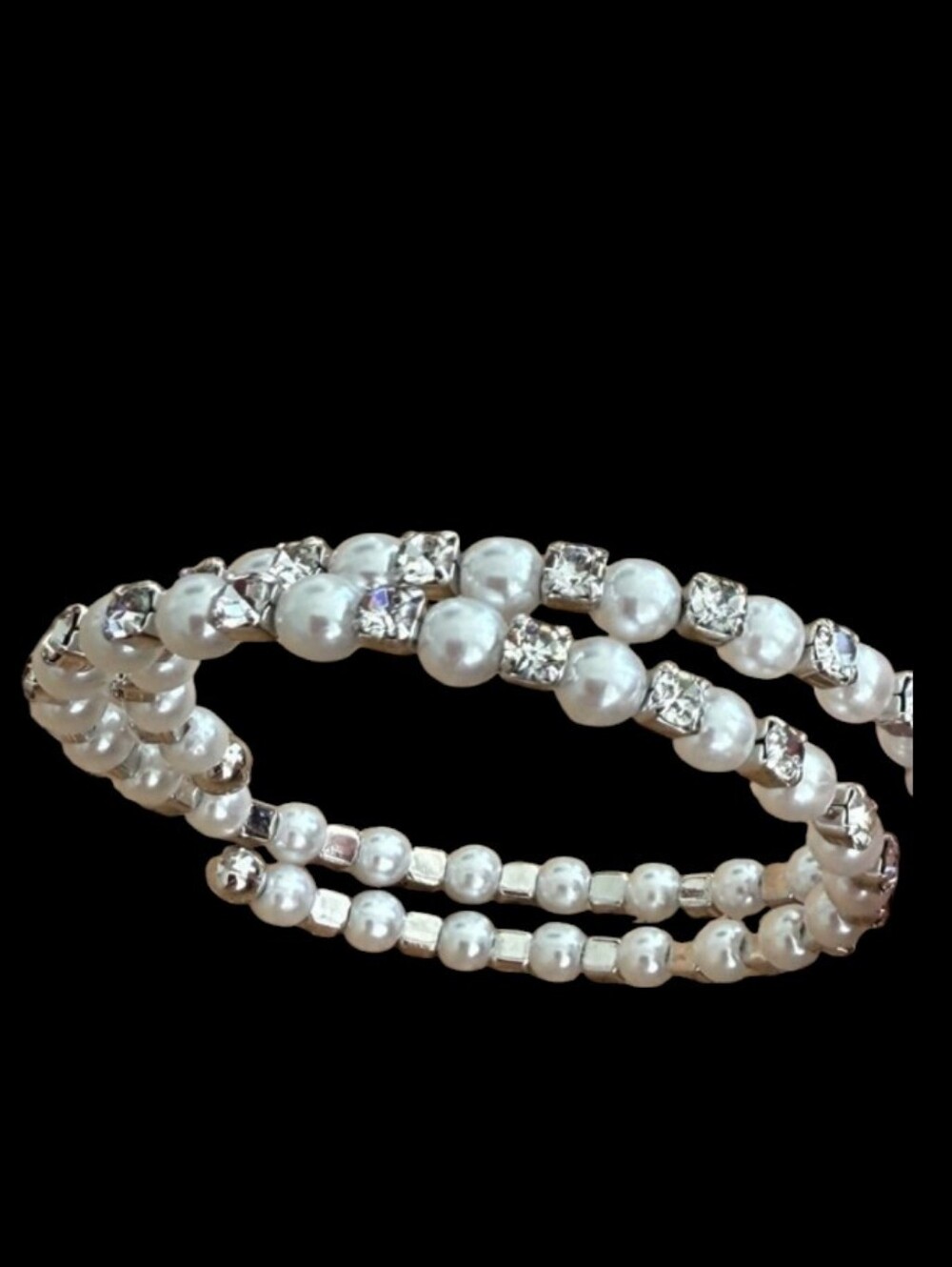 🆕 Elegant Bridal White Pearl & Australian Crystals Bracelet
